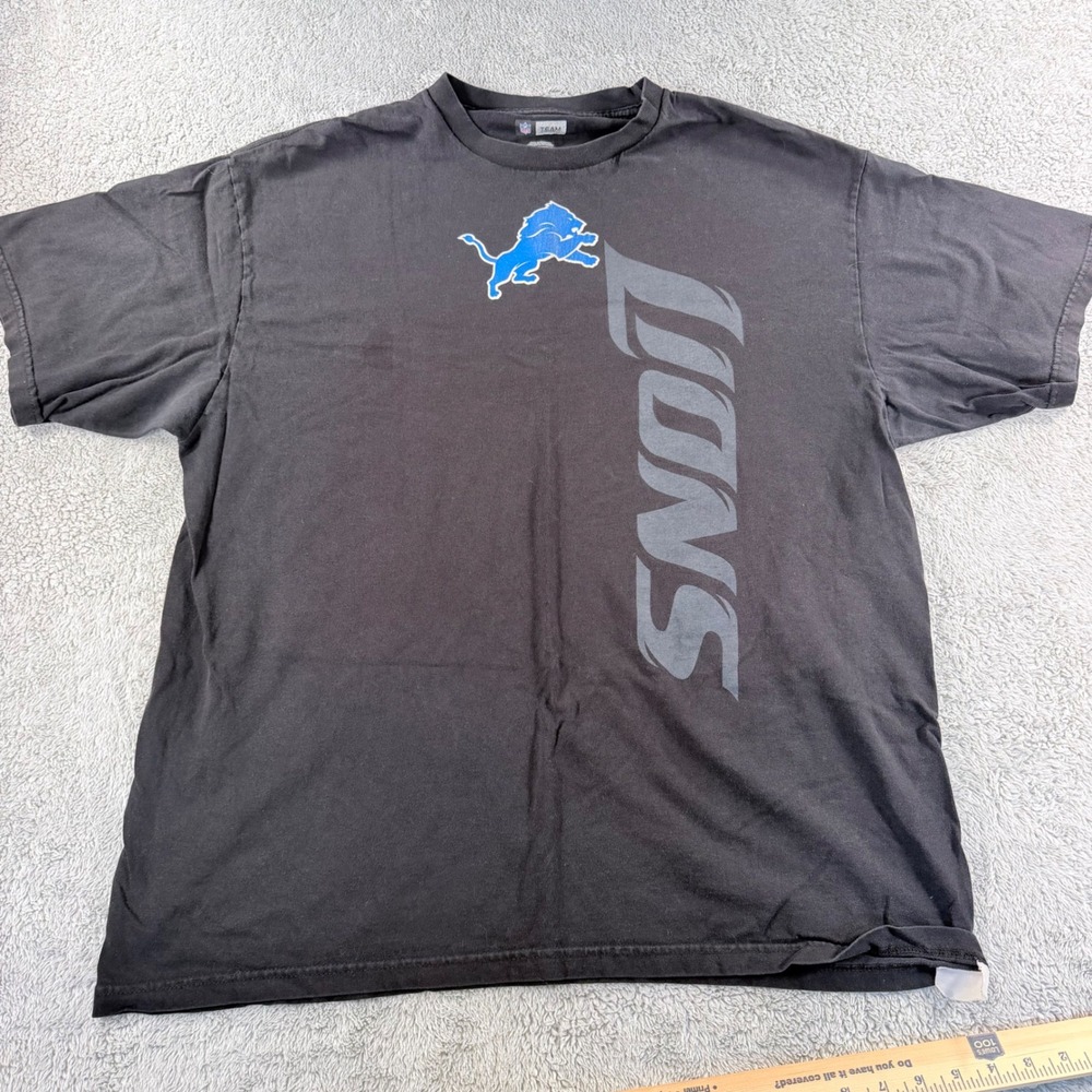 NFL Team Apparel Detroit Lions Mens XL Black Graphic Short Sleeve T-Shirt